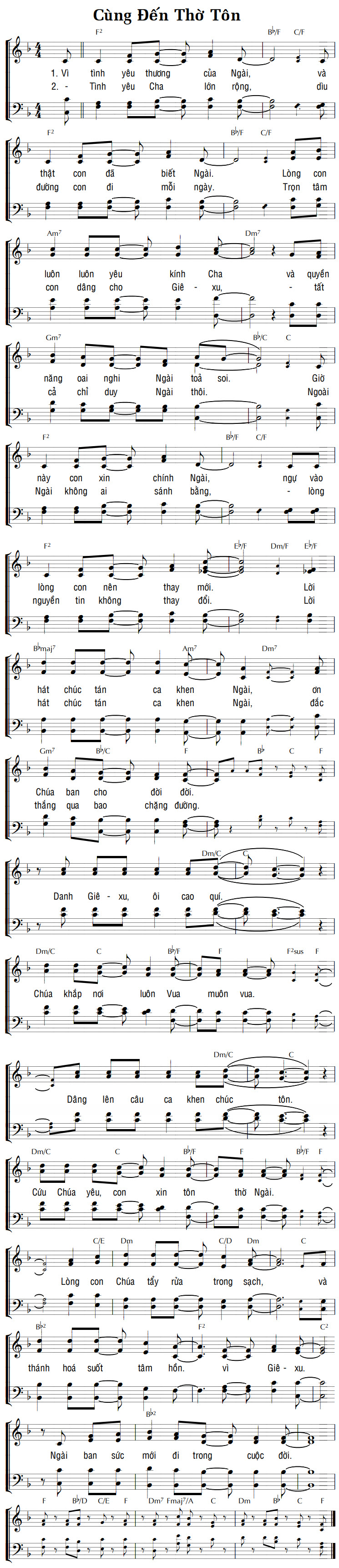 Sheet music: CÙNG ĐẾN THỜ TÔN