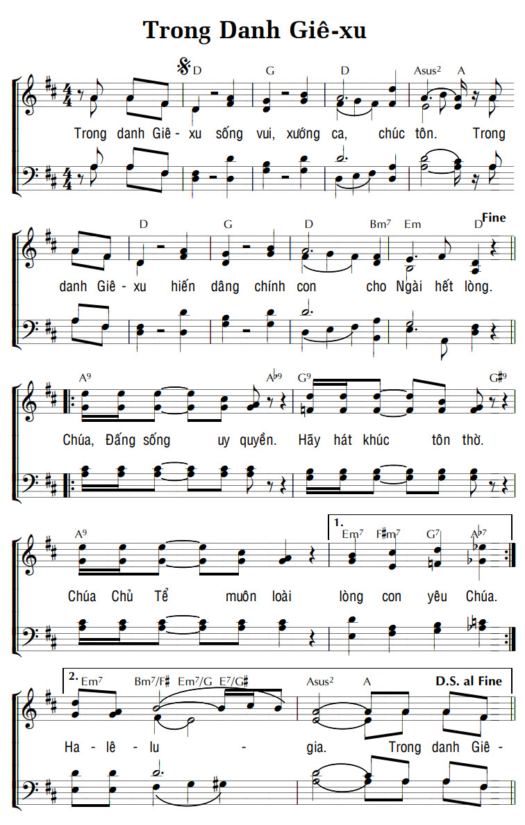 Sheet music: TRONG DANH GIÊ-XU