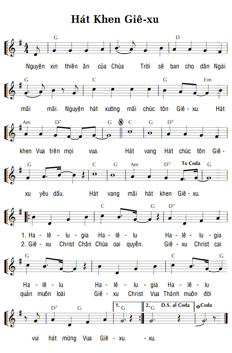 Sheet music: HÁT KHEN GIÊ-XU