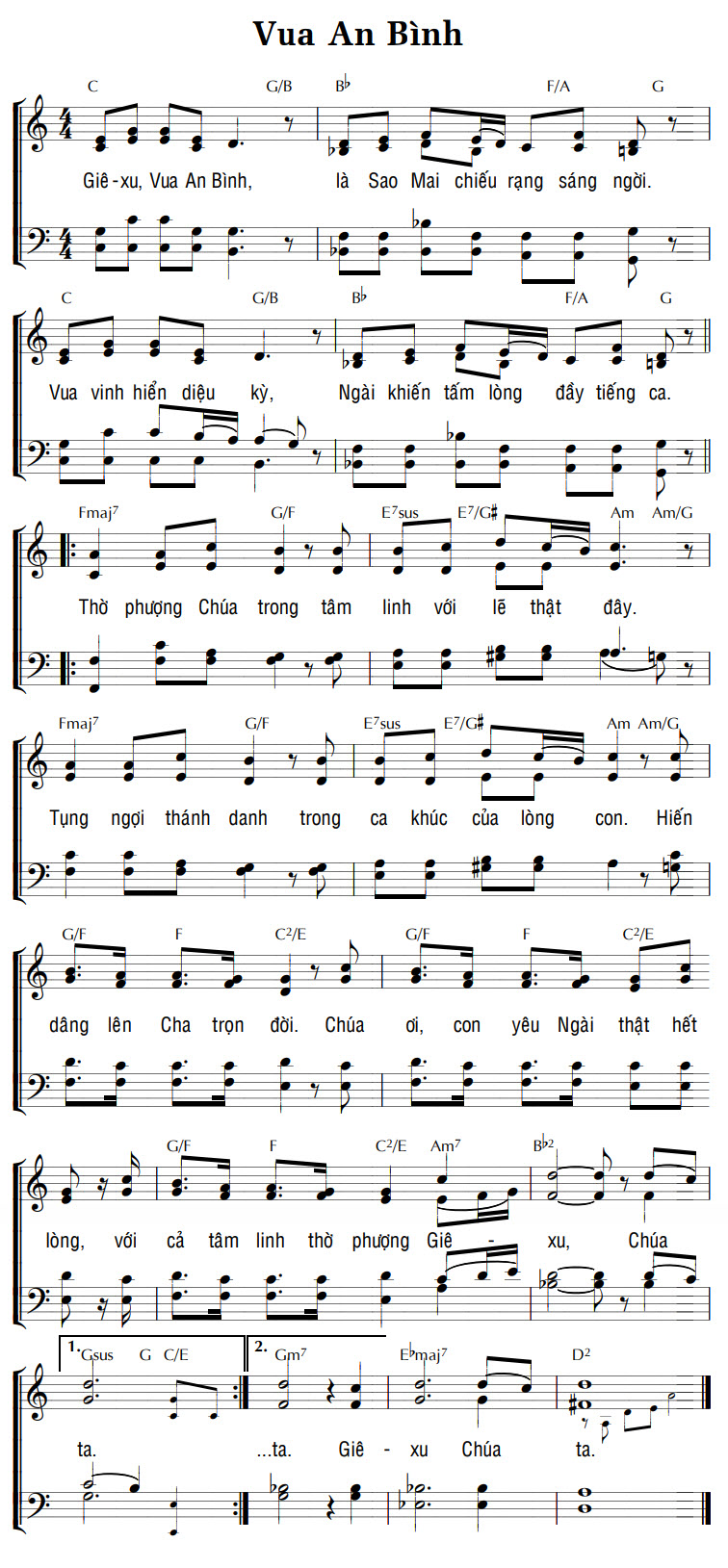Sheet music: VUA BÌNH AN