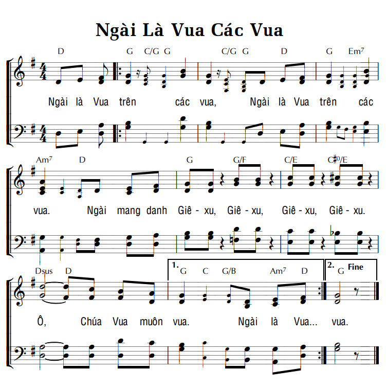 Sheet music: NGÀI LÀ VUA CÁC VUA