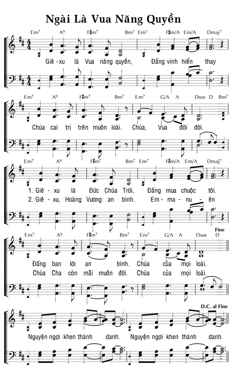 Sheet music: NGÀI LÀ VUA NĂNG QUYỀN