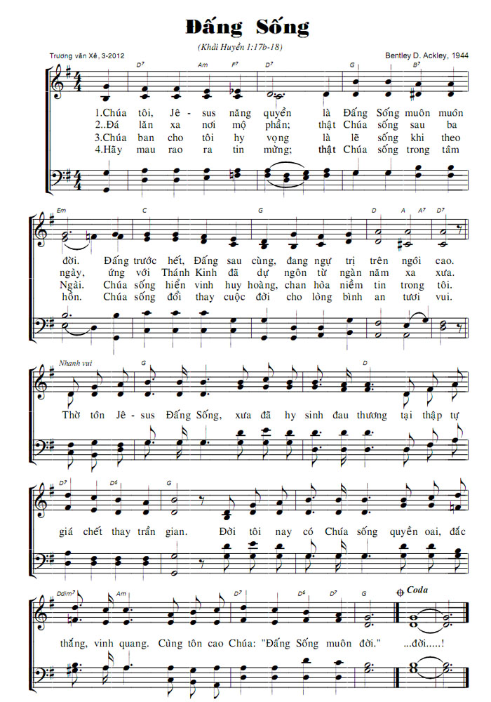 Sheet music: Đấng Sống