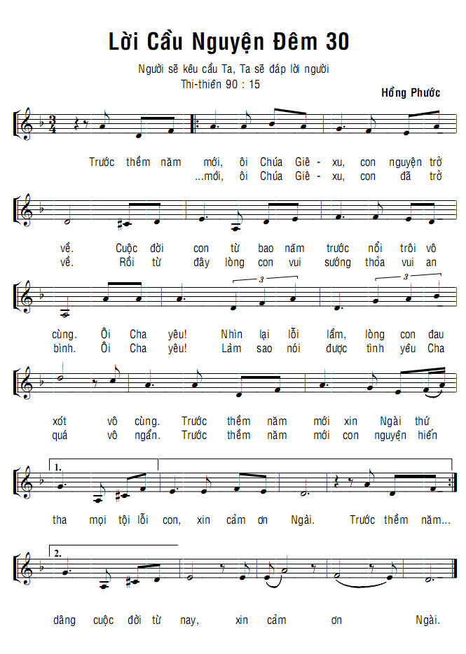 Sheet music: Giao Thừa Ăn Năn
