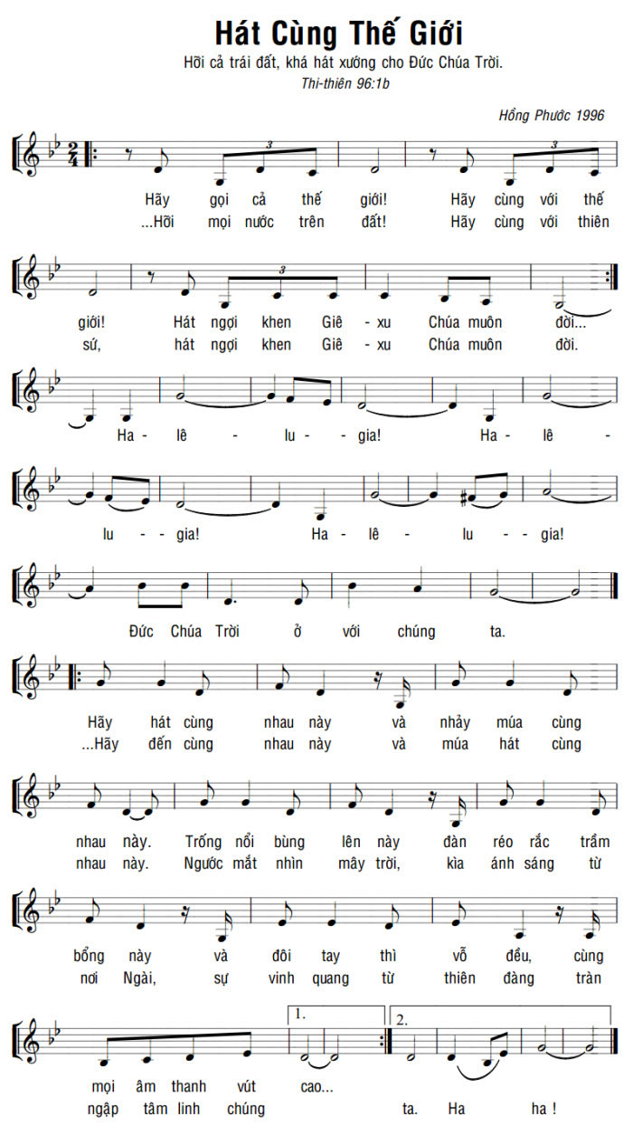 Sheet music: Hát Cùng Cả Thế Giới