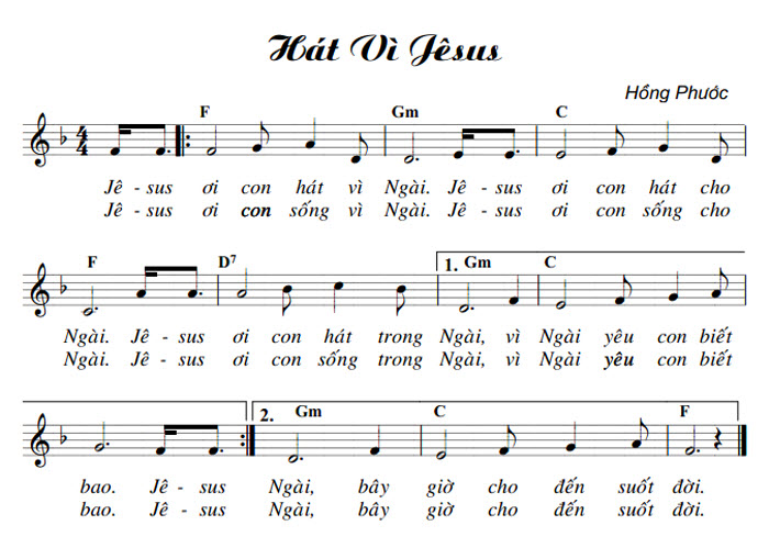 Sheet music: Hát Vì Jêsus