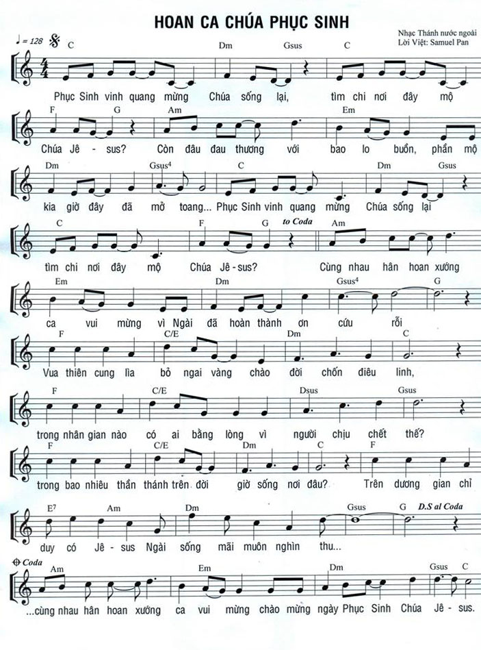 Sheet music: Hoan Ca Chúa Phục Sinh