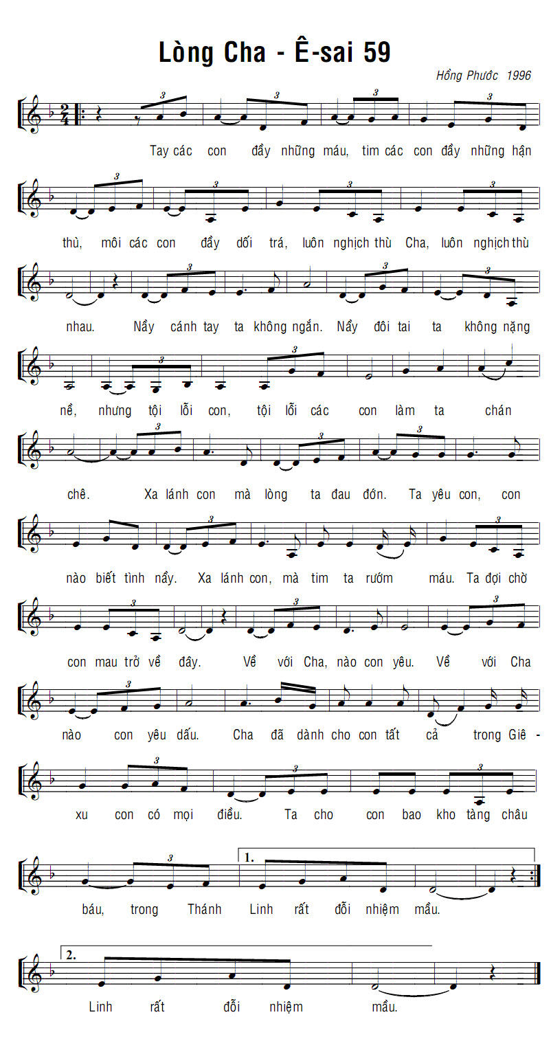Sheet music: Lòng Cha