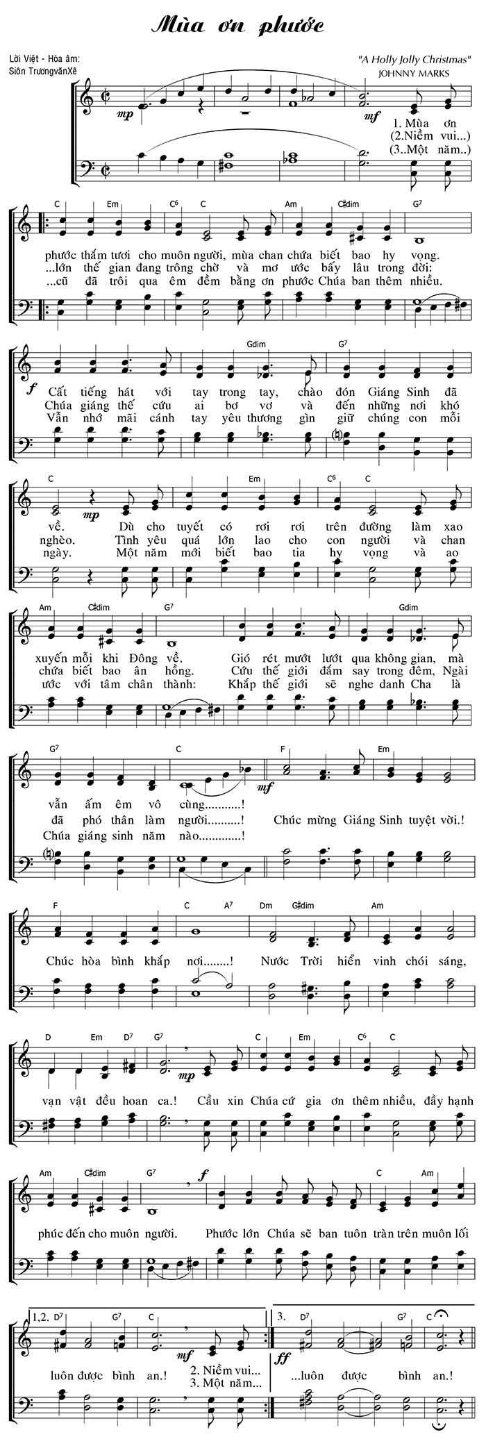 Sheet music: Mùa Ơn Phước