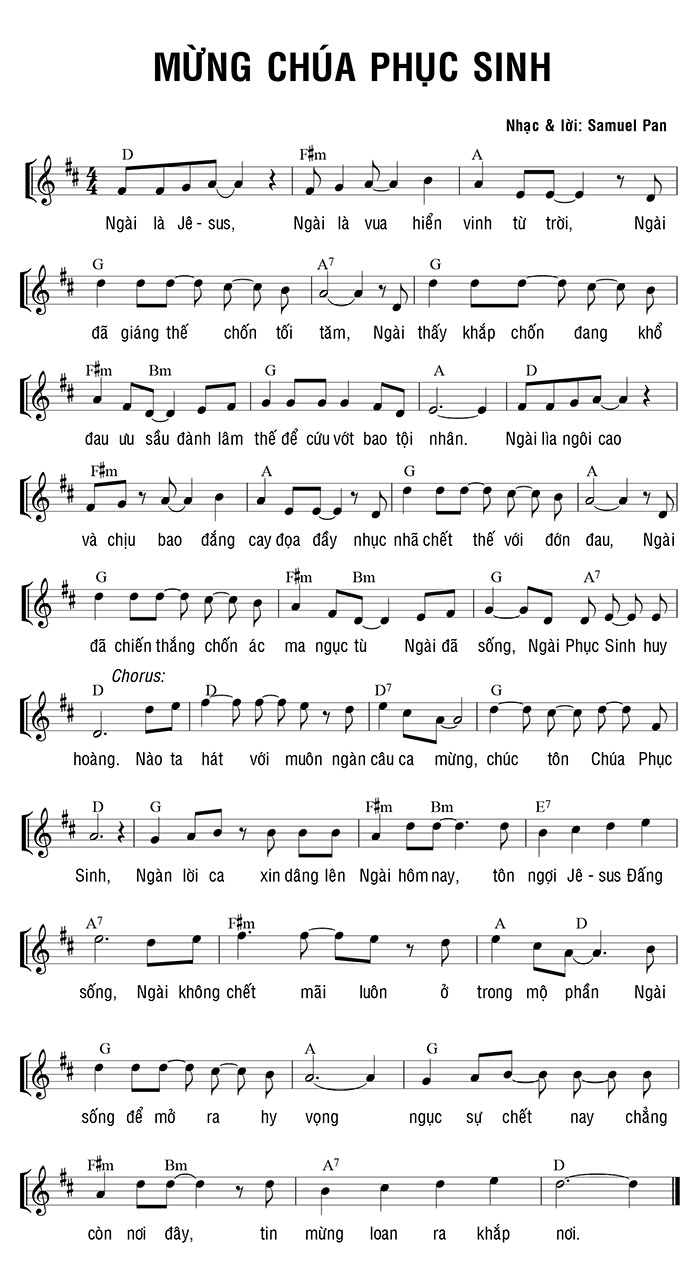 Sheet music: Mừng Chúa Phục Sinh
