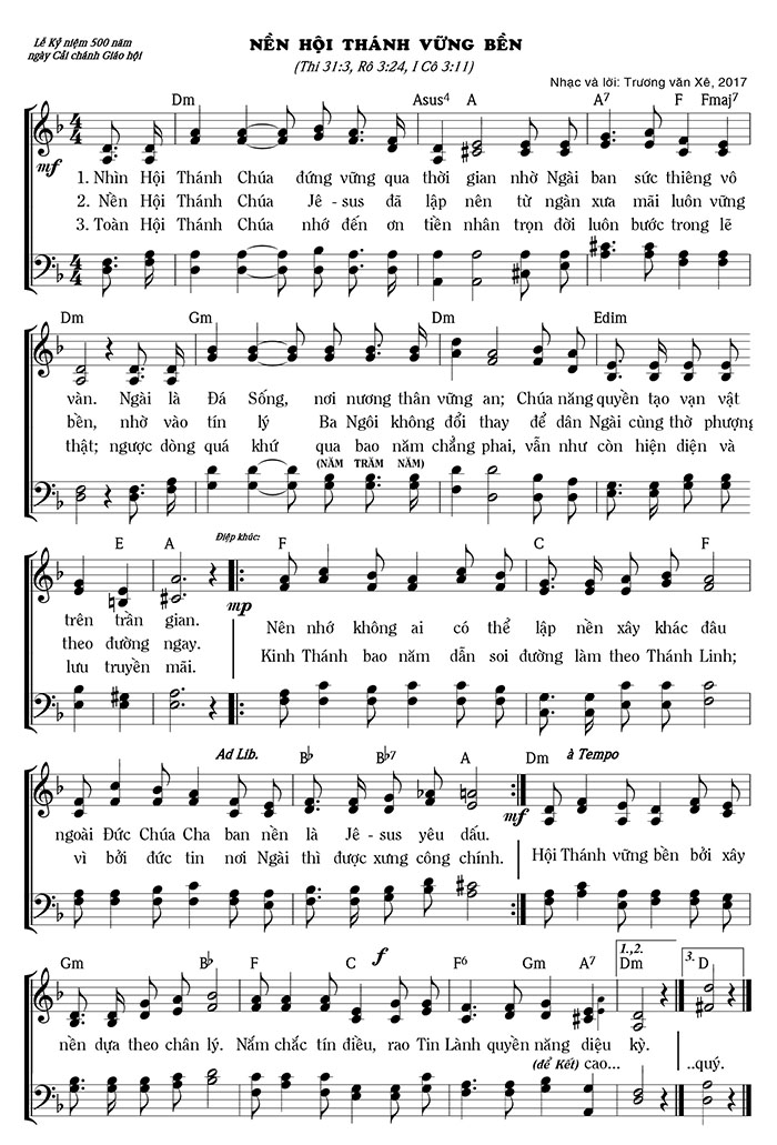 Sheet music: Nền Hội Thánh Vững Bền