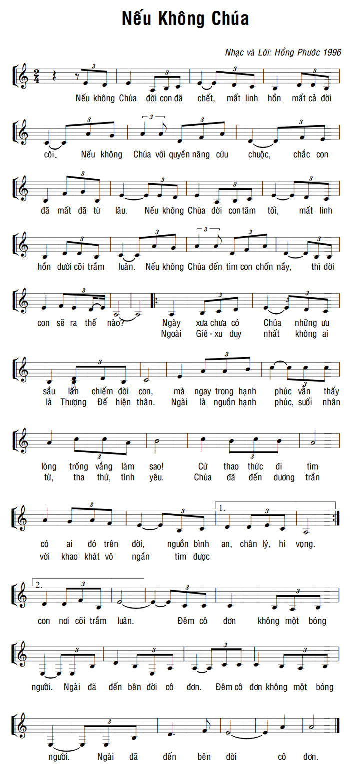 Sheet music: Nếu Không Chúa