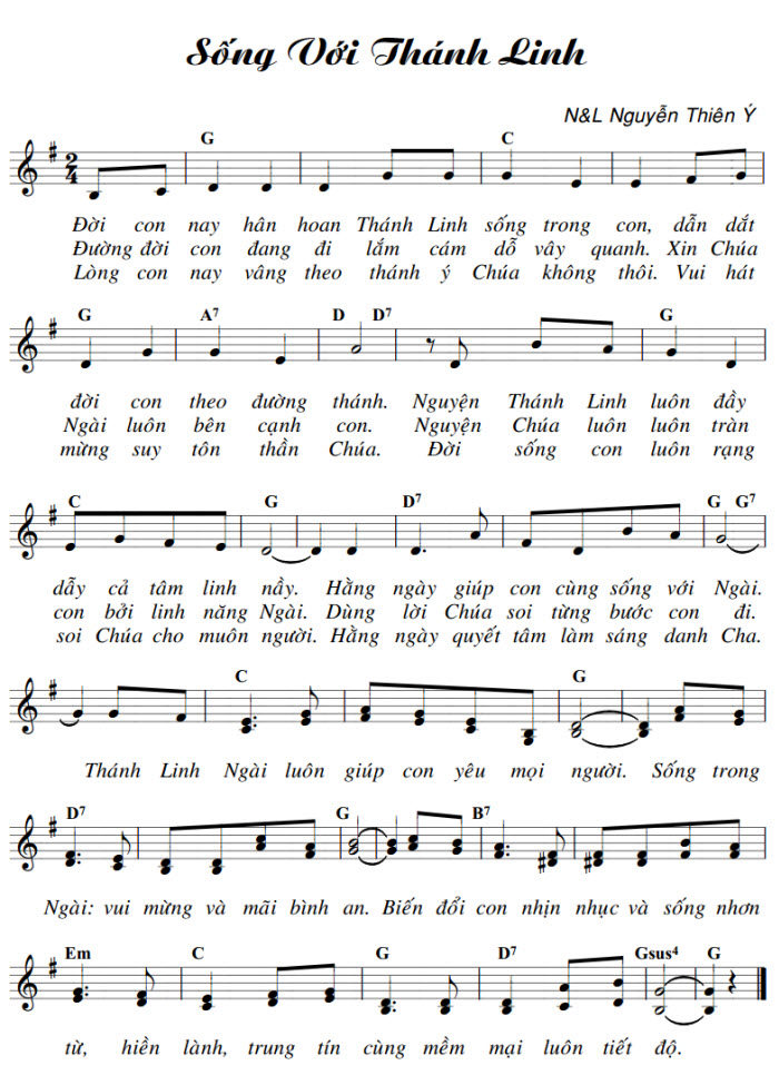 Sheet music: Sống Với Thánh Linh