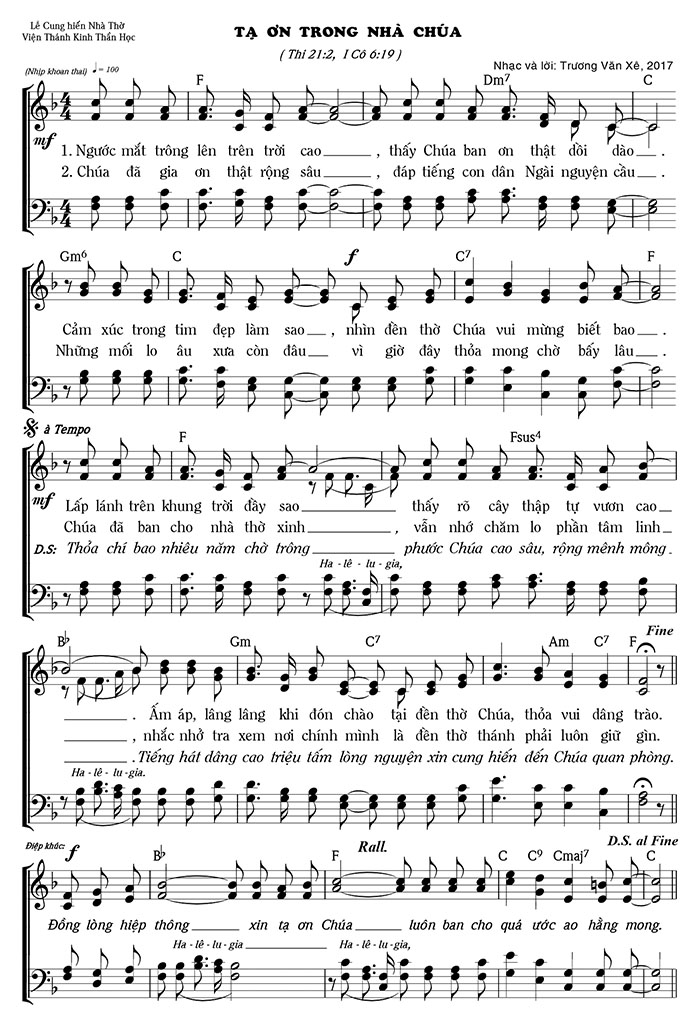 Sheet music: Tạ Ơn Trong Nhà Chúa