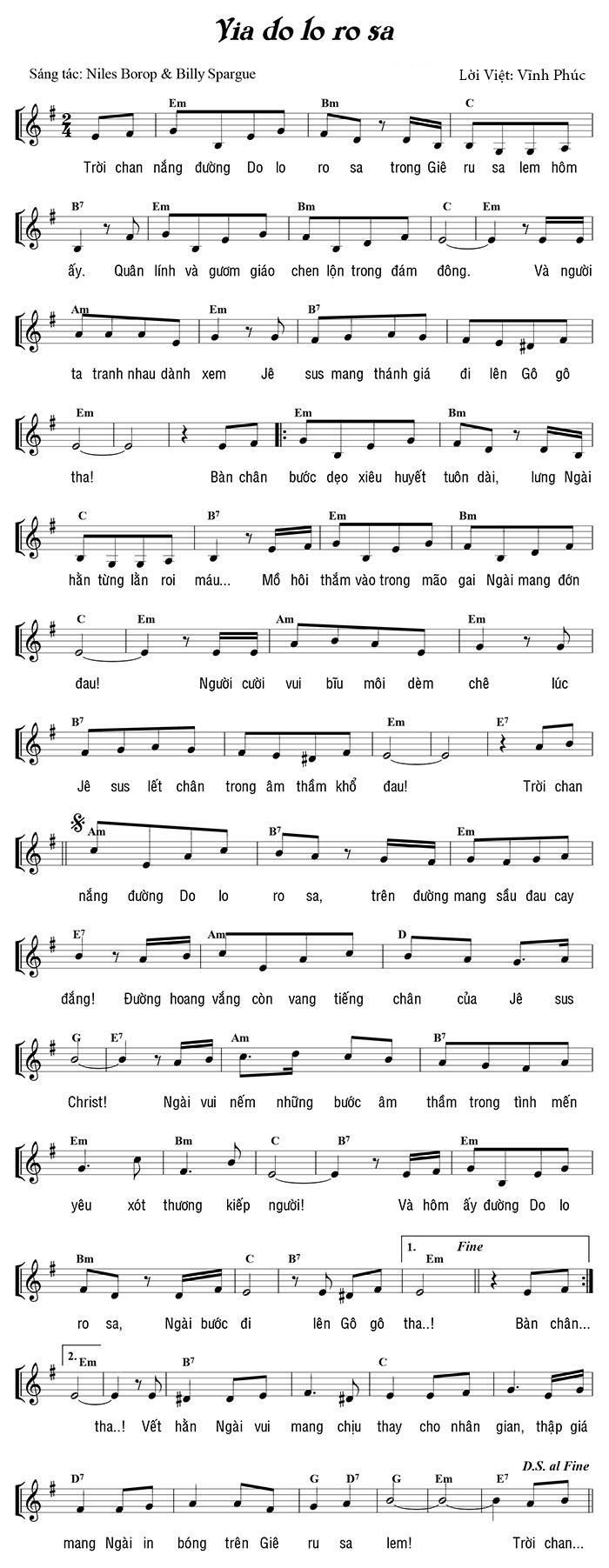 Sheet music: Via Dolorosa