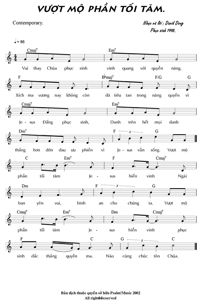 Sheet music: VƯỢT MỘ PHẦN TỐI TĂM