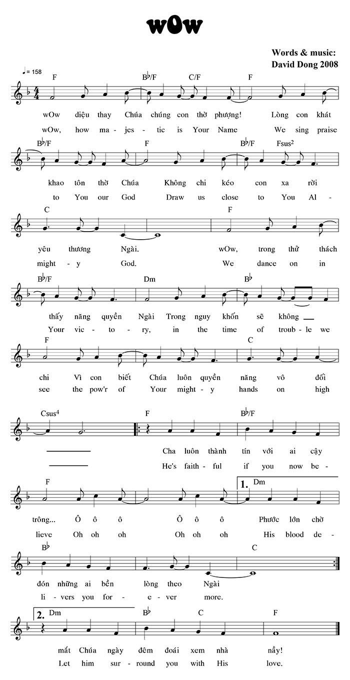 Sheet music: WOW! GOD