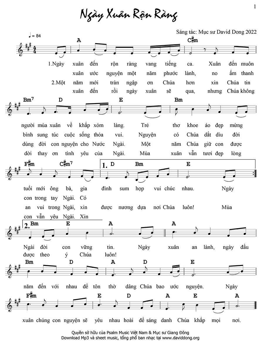 Sheet music: Ngày Xuân Rộn Ràng