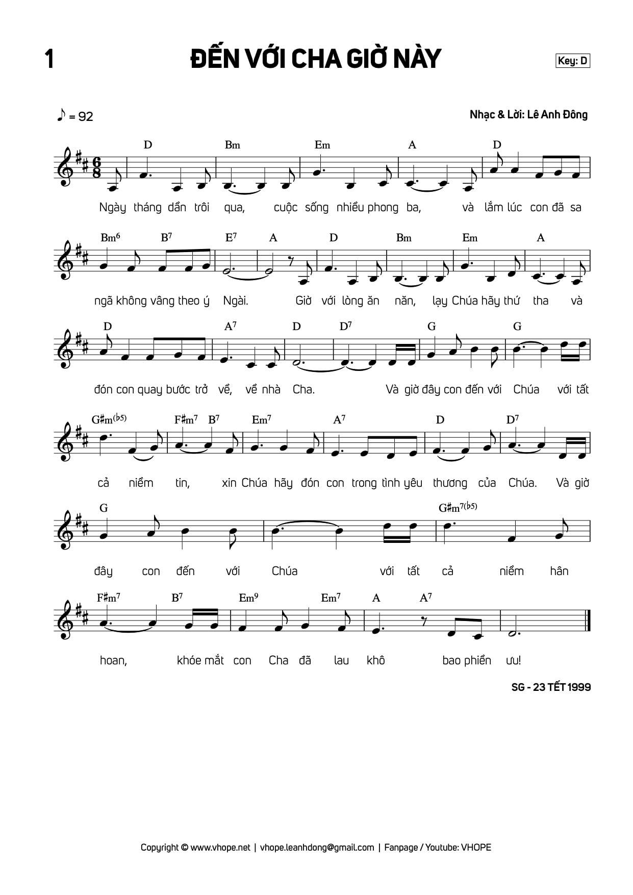 Sheet music: Đến Với Cha Giờ Này