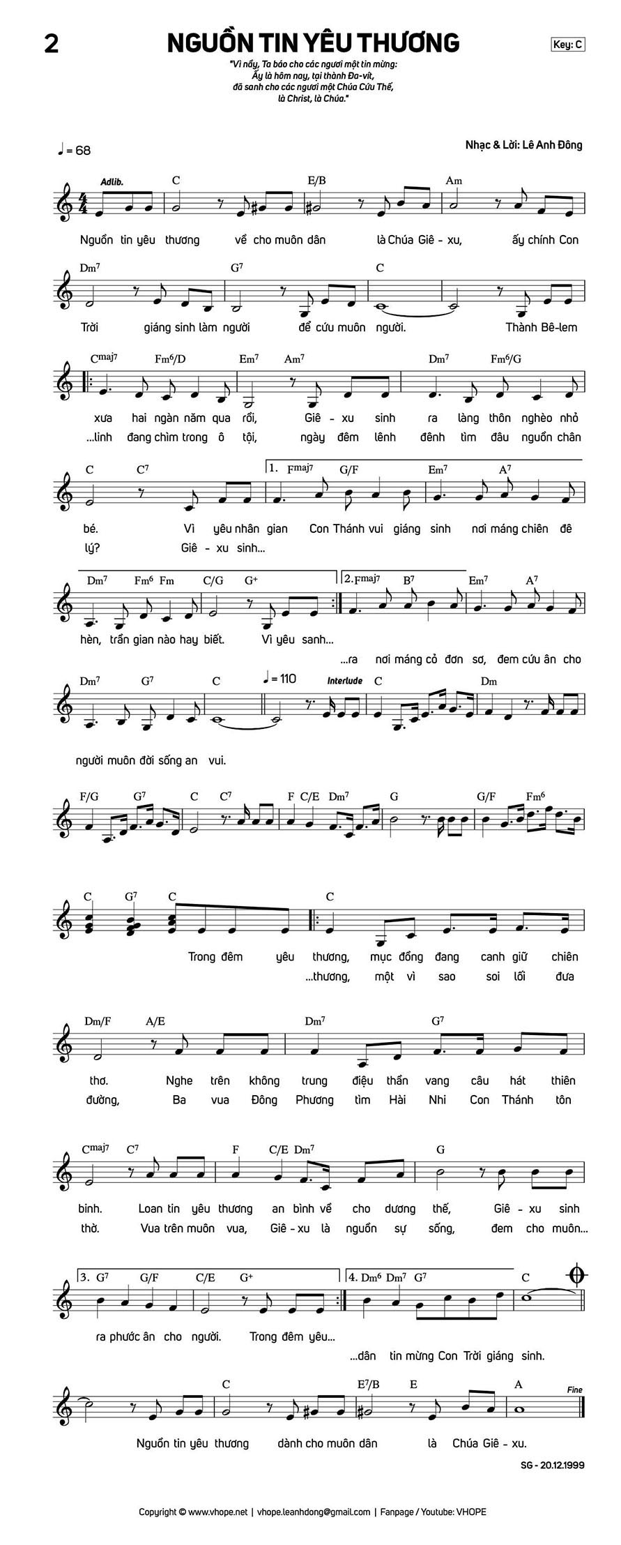 Sheet music: Nguồn Tin Yêu Thương