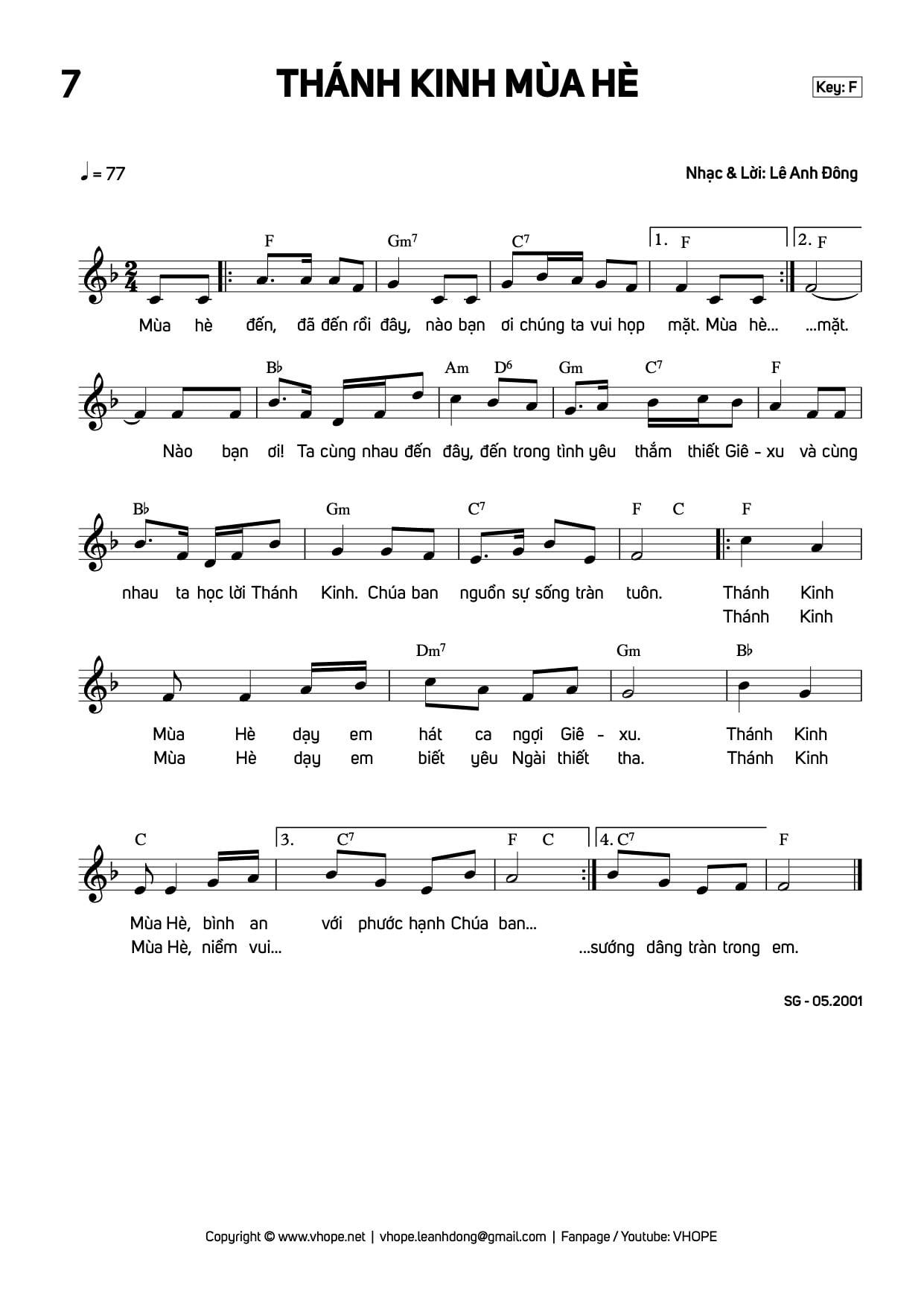 Sheet music: Thánh Kinh Mùa Hè