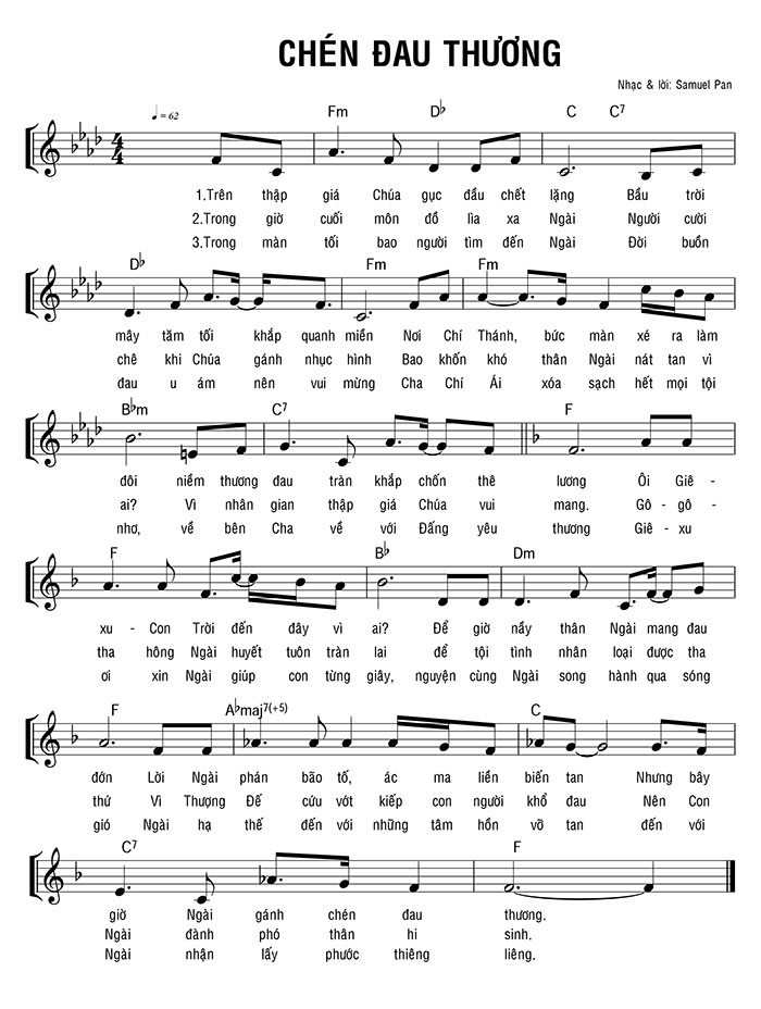 Sheet music: CHÉN ĐAU THƯƠNG