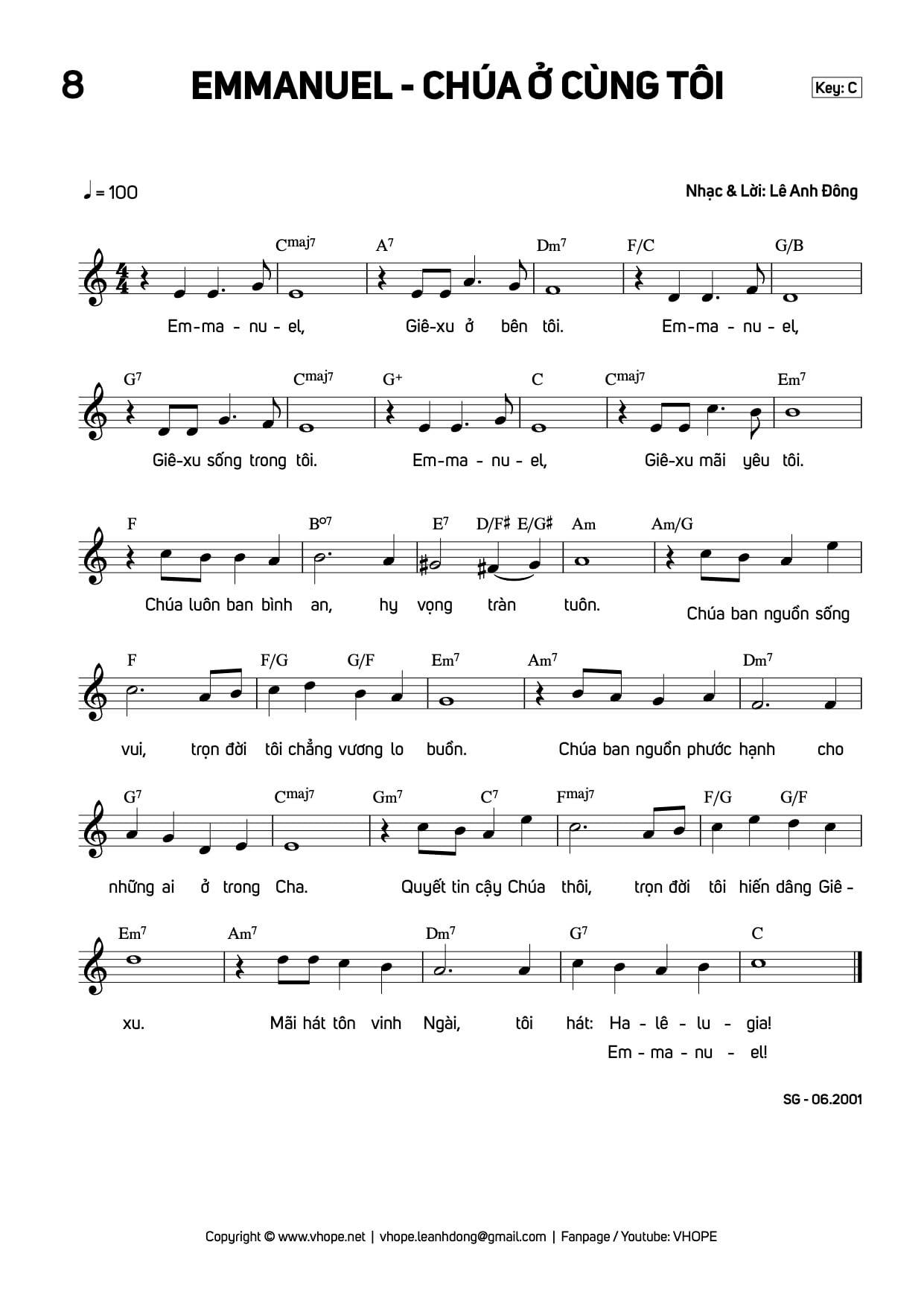 Sheet music: Emmanuel, Chúa Ở Cùng Tôi