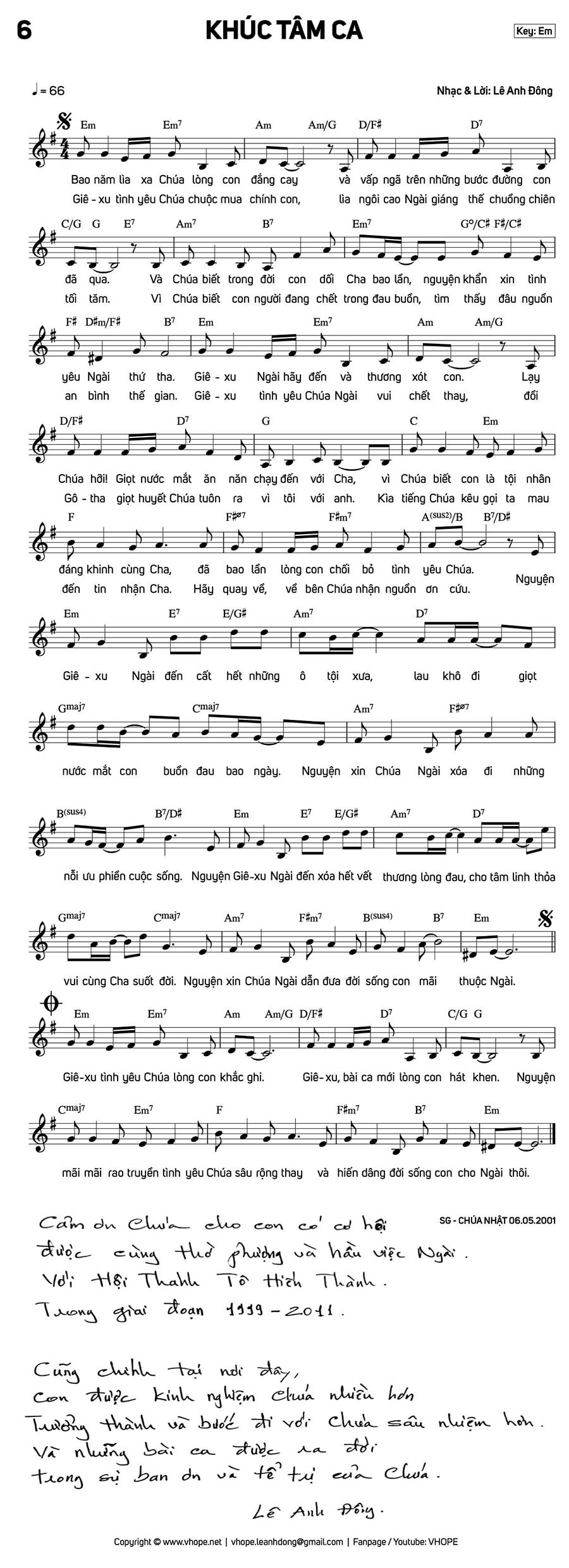 Sheet music: Khúc Tâm Ca