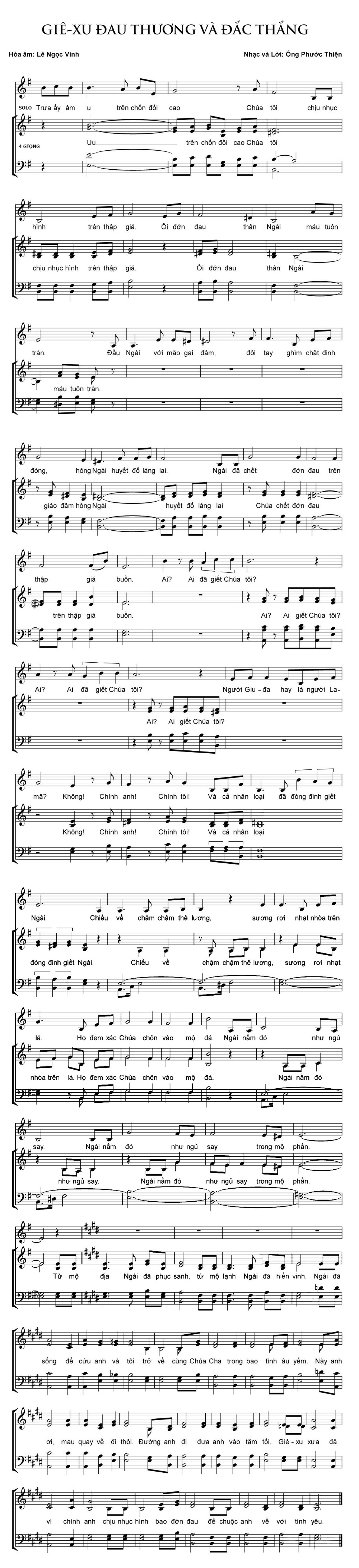 Sheet music: Giê-xu Đau Thương Và Đắc Thắng