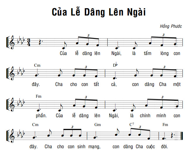 Sheet music: Của Lễ Dâng Lên Ngài