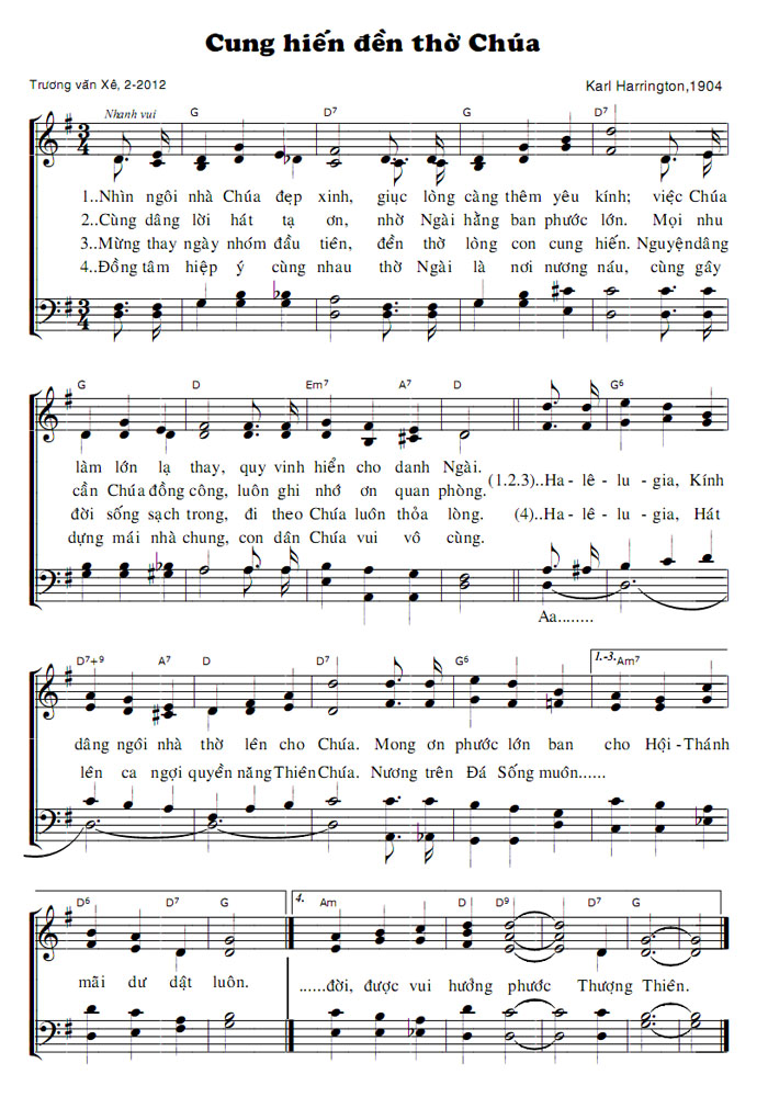 Sheet music: Cung Hiến Đến Thờ Chúa