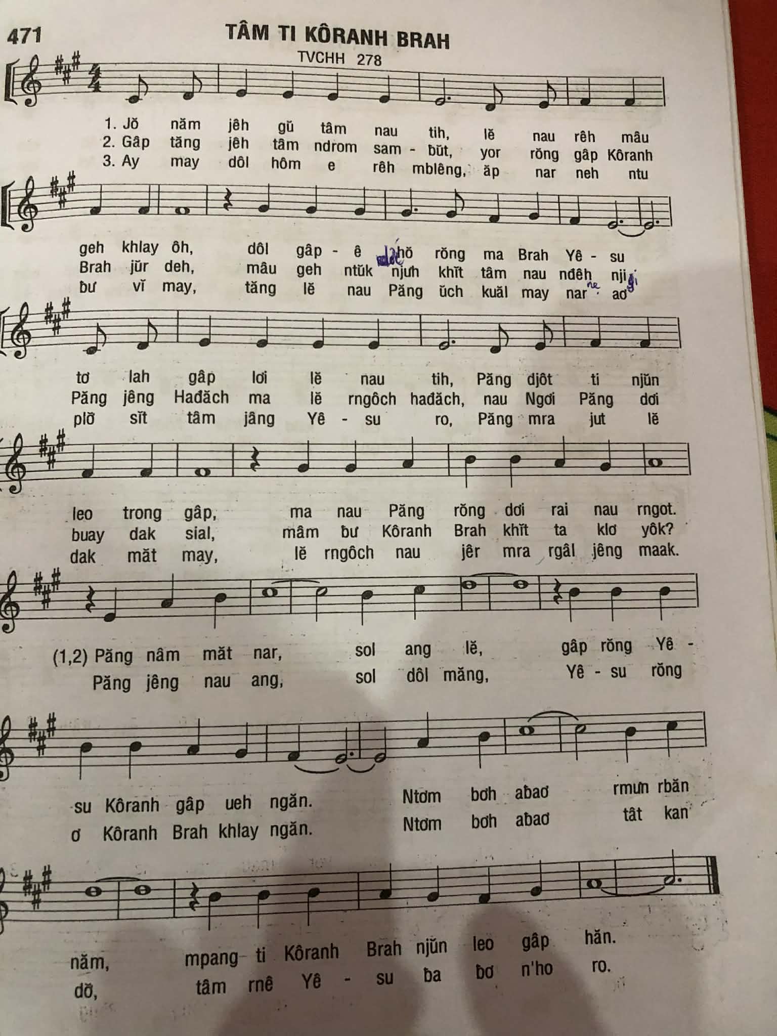 Sheet music: TÂM TI KÔRANH BRAH