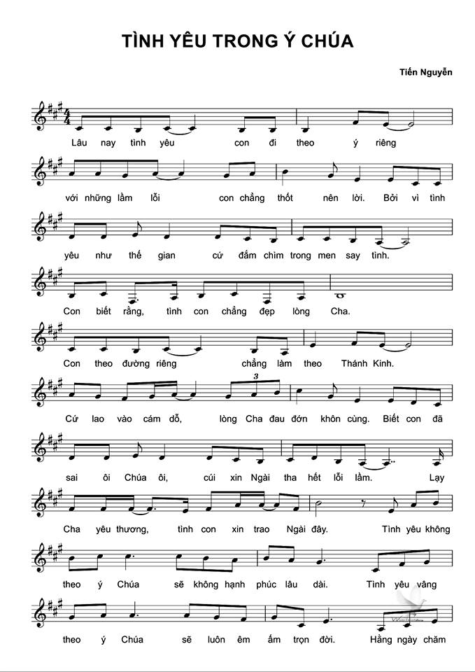 Sheet music: TÌNH YÊU TRONG Ý CHÚA