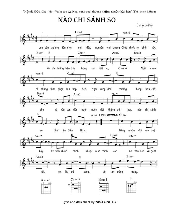 Sheet music: NÀO CHI SÁNH SO