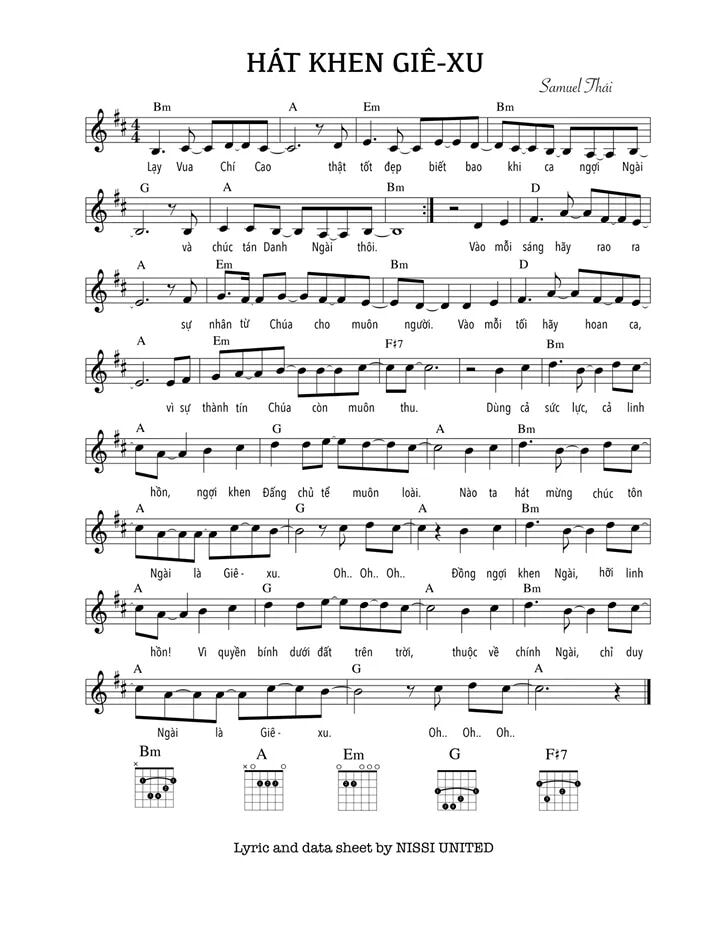 Sheet music: HÁT KHEN GIÊ-XU