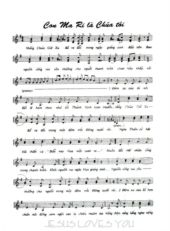 Sheet music: Con Ma Ri Là Chúa Tôi