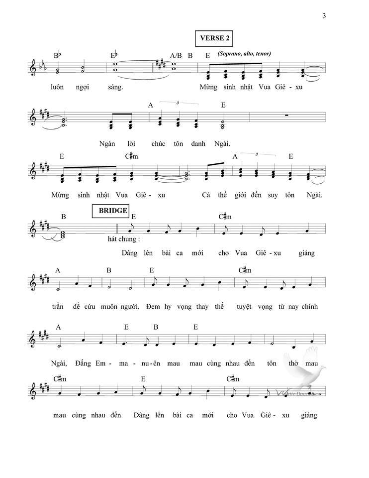 Sheet music: Mừng Sinh Nhật Vua Giê-xu