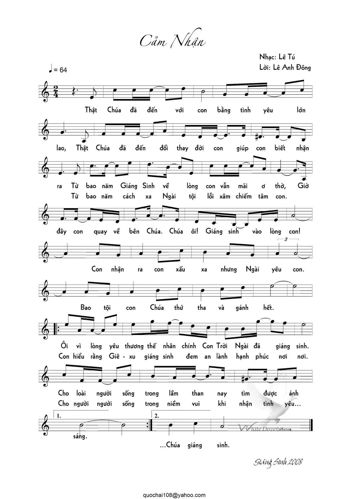 Sheet music: Cảm Nhận