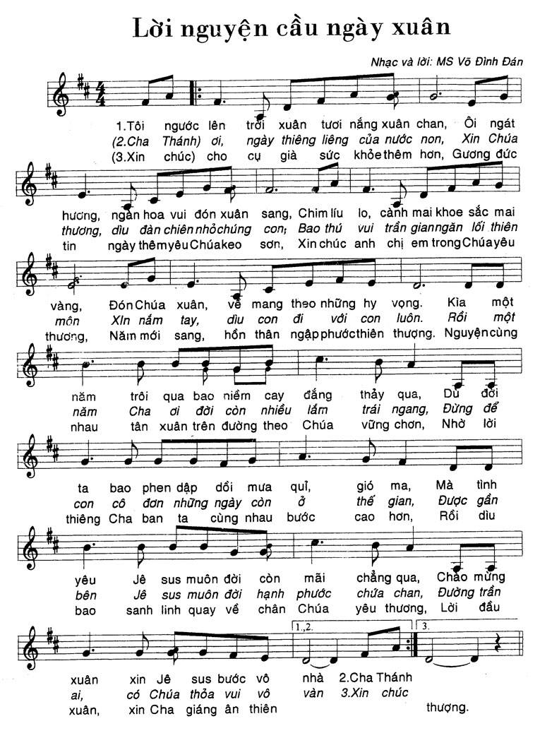 Sheet music: Lời nguyện cầu ngày xuân