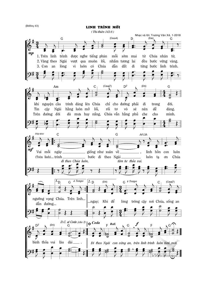 Sheet music: LINH TRÌNH MỚI