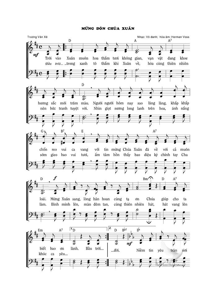Sheet music: MỪNG ĐÓN CHÚA XUÂN