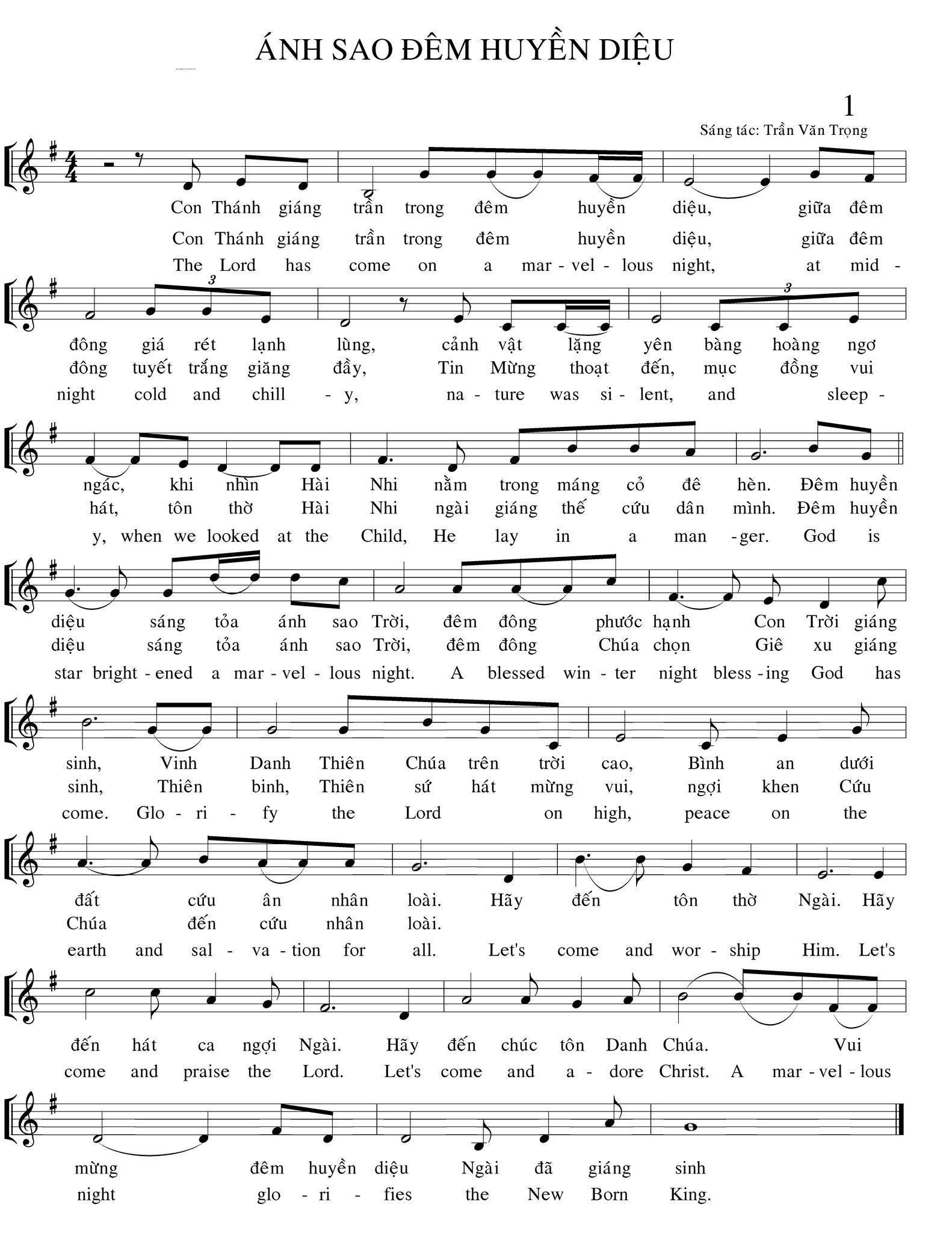 Sheet music: ÁNH SAO ĐÊM HUYỀN DIỆU