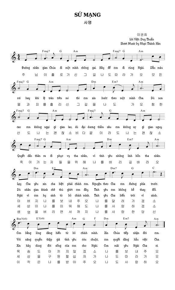 Sheet music: Sứ Mạng