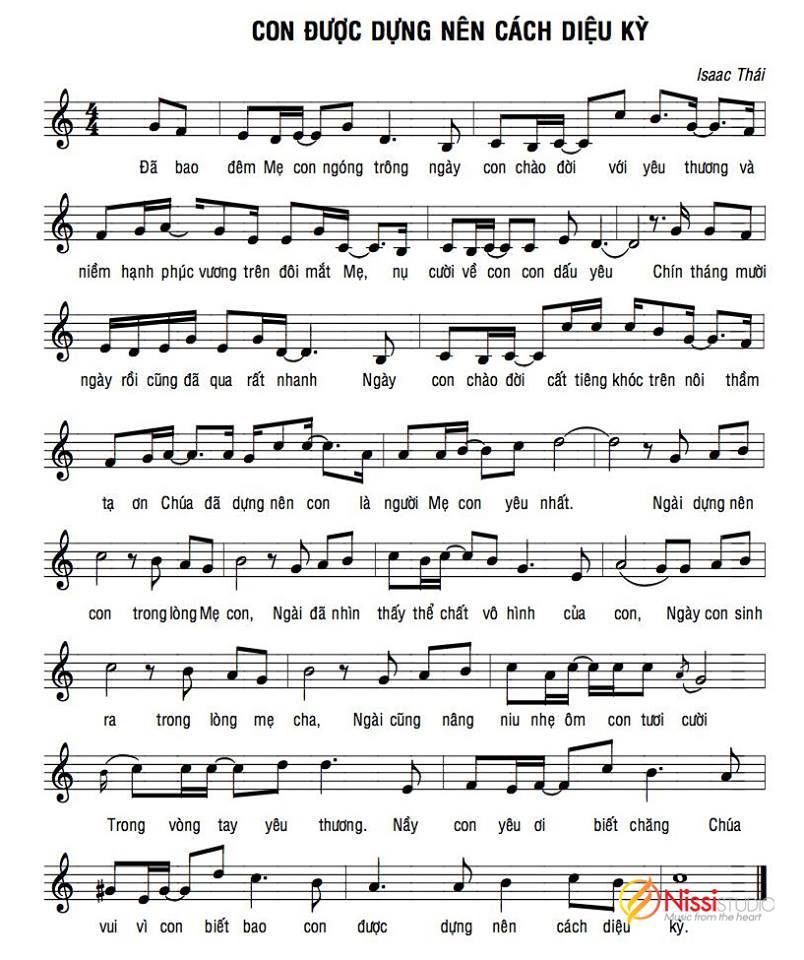 Sheet music: CON ĐƯỢC DỰNG NÊN CÁCH DIỆU KỲ