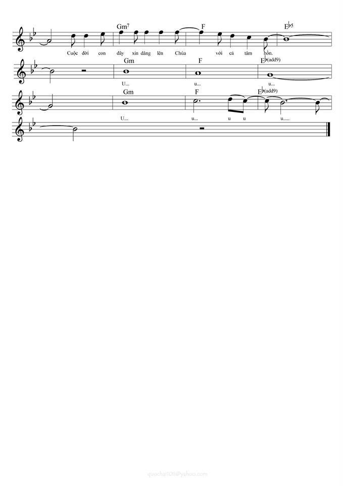 Sheet music: Cuộc Đời Con Đây Xin Dâng Lên Chúa