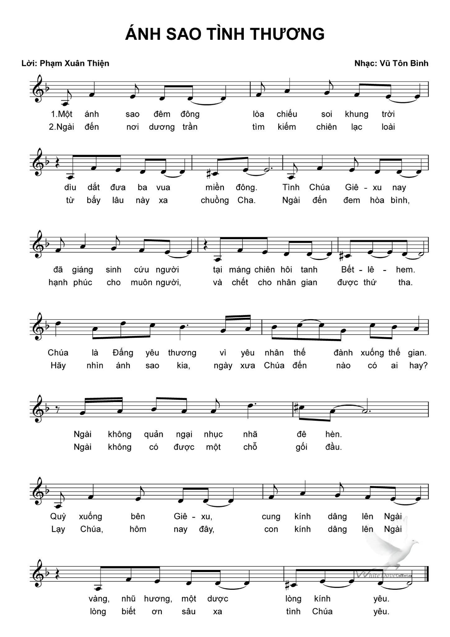 Sheet music: ÁNH SAO TÌNH THƯƠNG
