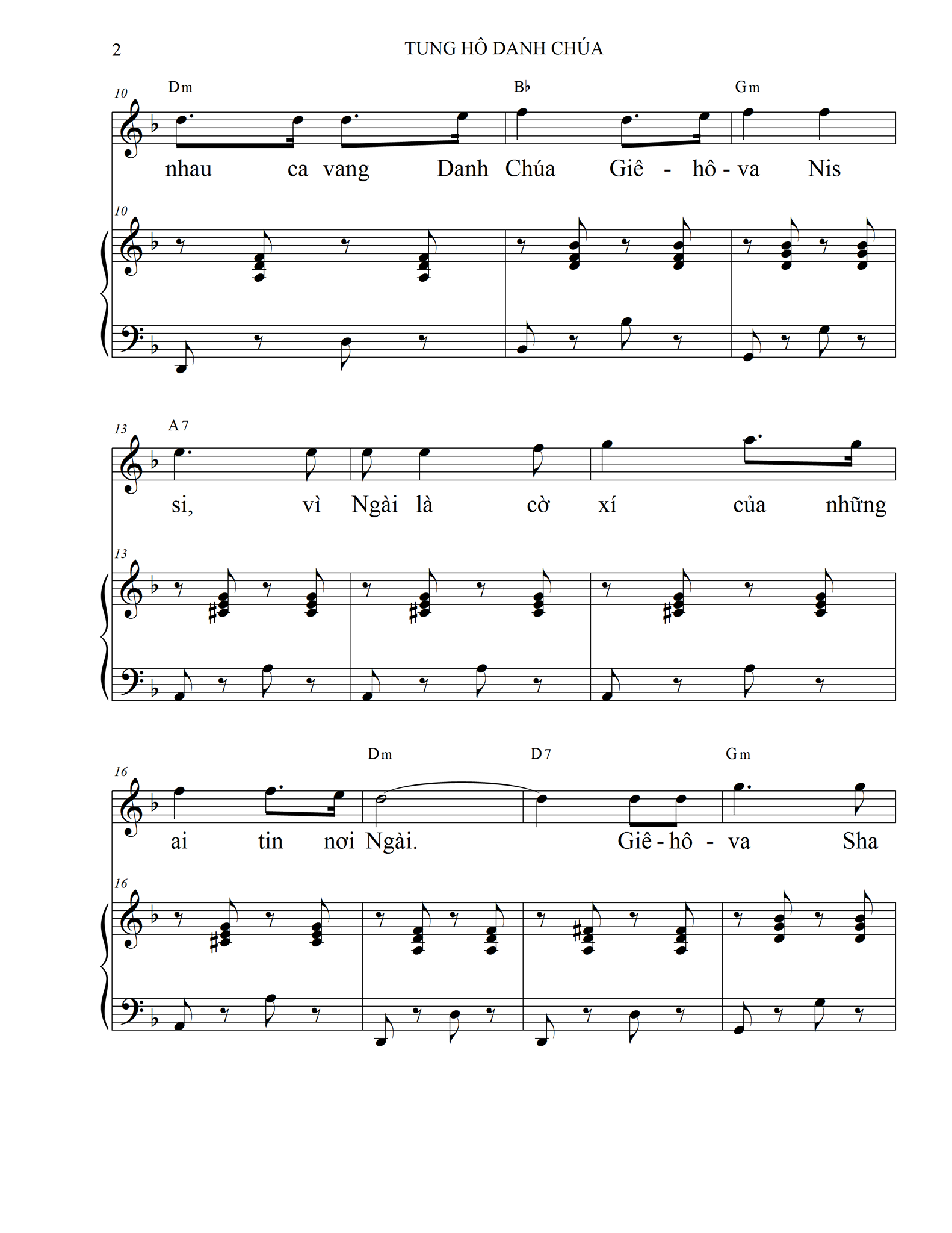 Sheet music: TUNG HÔ DANH CHÚA