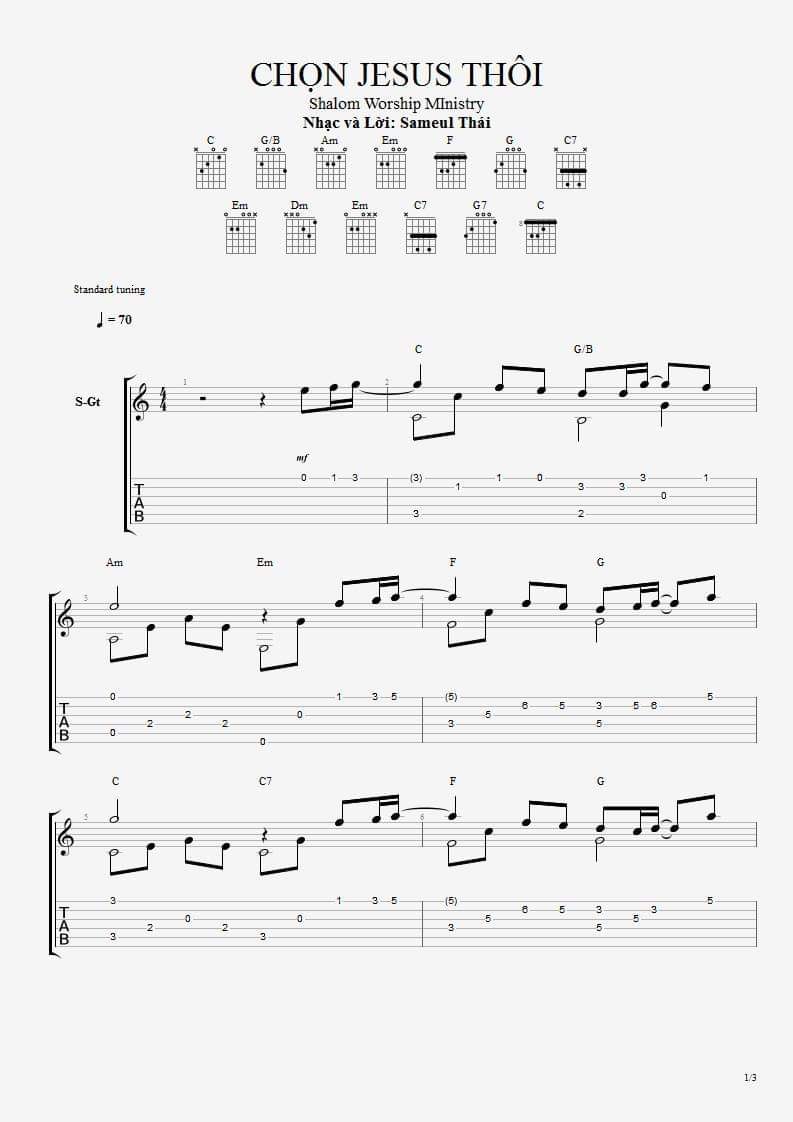 Sheet music: CHỌN JESUS THÔI