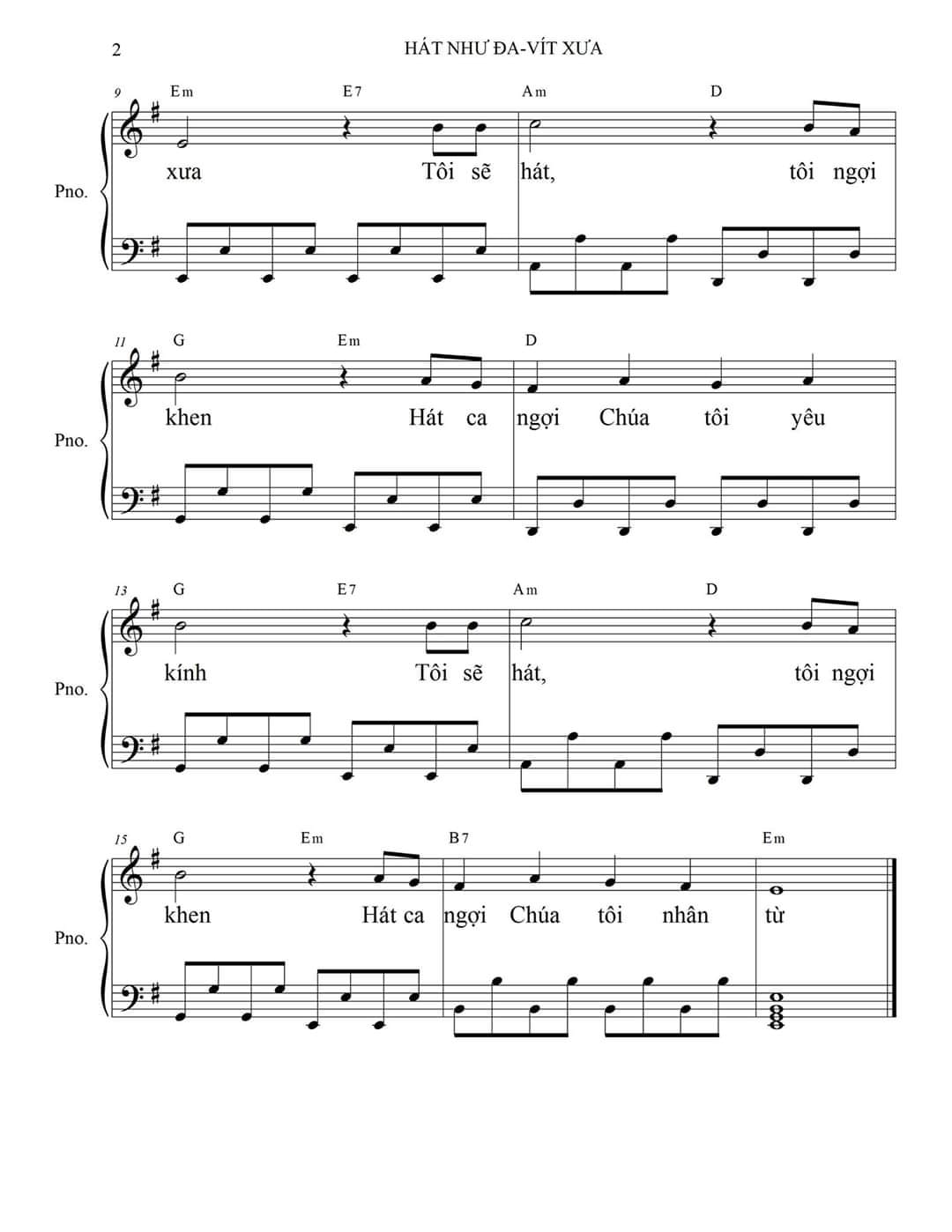 Sheet music: Hát Như Đa-vít Xưa