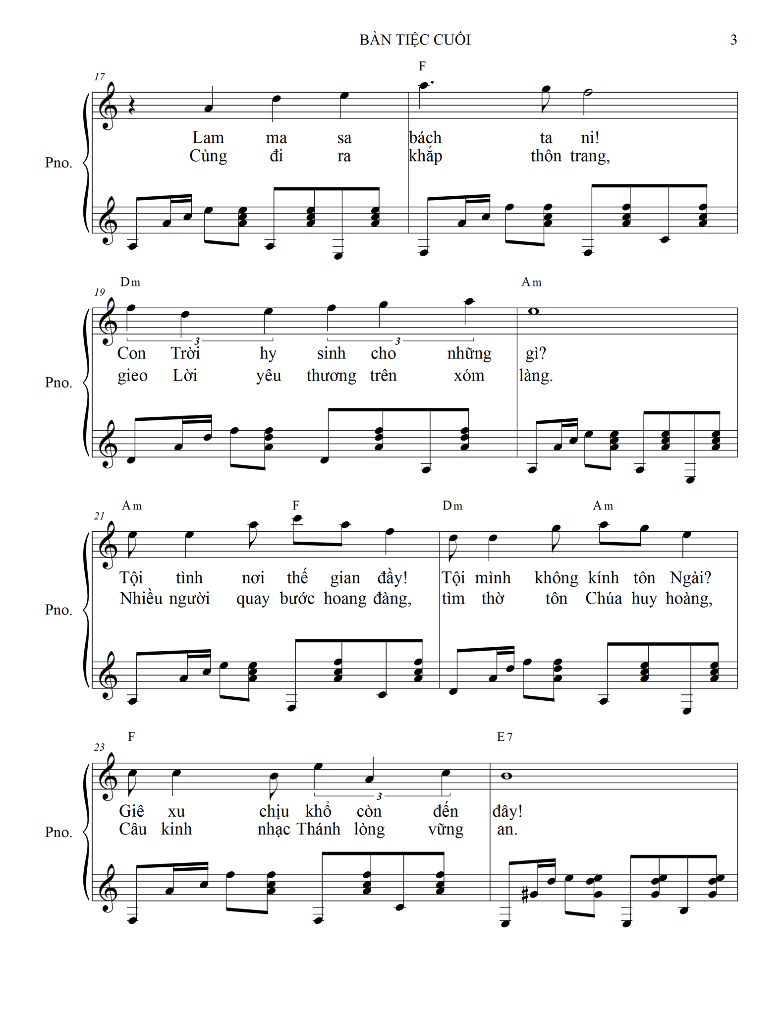 Sheet music: BÀN TIỆC CUỐI